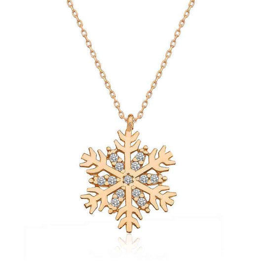 Rose Gold Plated Snowflake Women's Silver Necklace