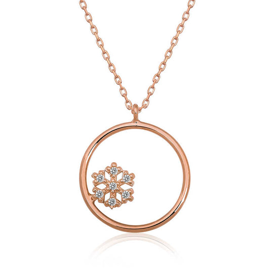 Collier en argent plaqué or rose avec boucle détaillée en forme de flocon de neige