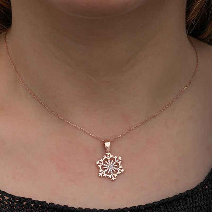 Rose Plated Snowflake Women's Silver Pendant