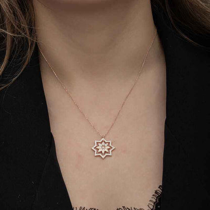 Rose Plated Snowflake Women's Silver Pendant