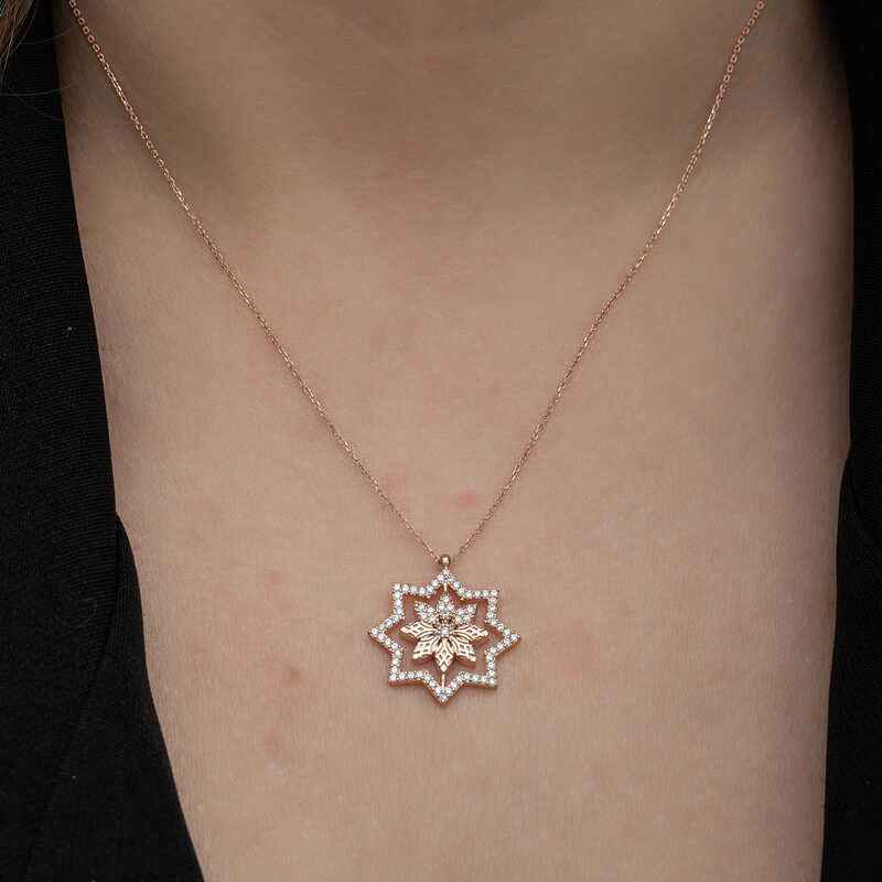 Rose Plated Snowflake Women's Silver Pendant