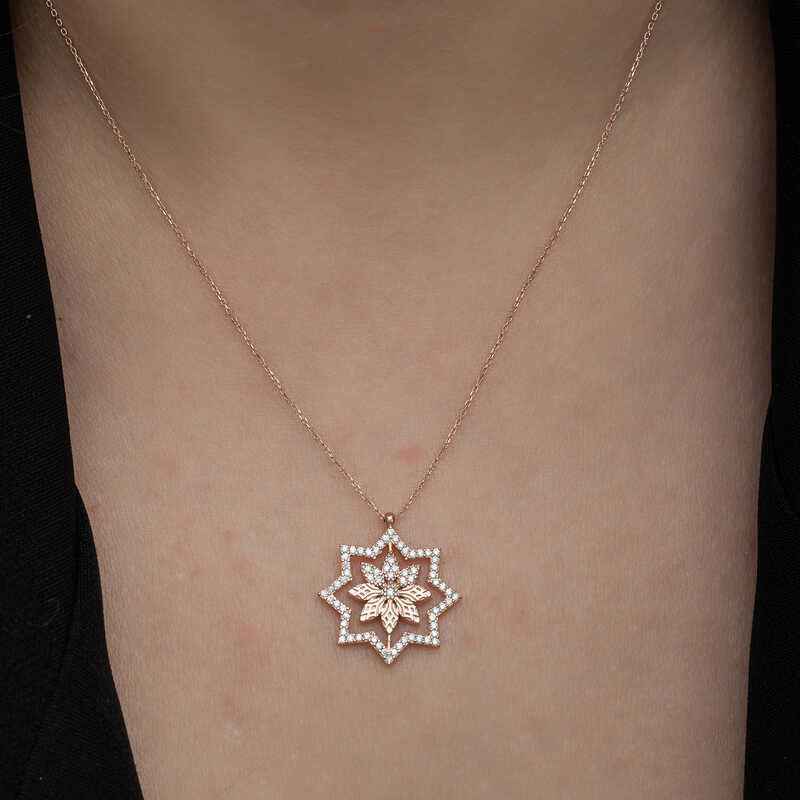 Rose Plated Snowflake Women's Silver Pendant