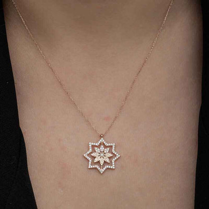 Rose Plated Snowflake Women's Silver Pendant