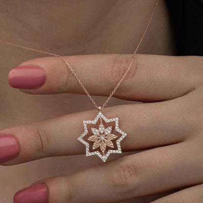 Rose Plated Snowflake Women's Silver Pendant
