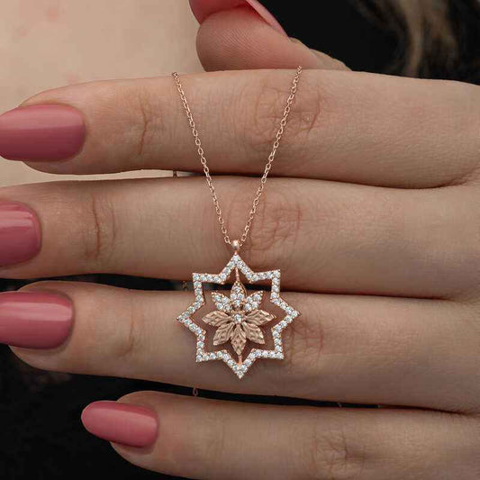 Rose Plated Snowflake Women's Silver Pendant