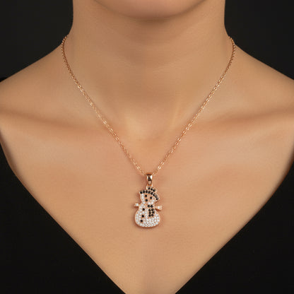Rosévergoldete Schneemann-Damen-Silberkette