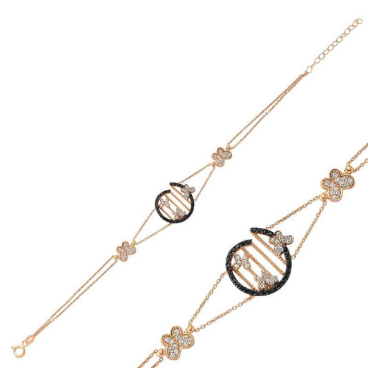 Butterfly Women's Rose Plated Silver Bracelet