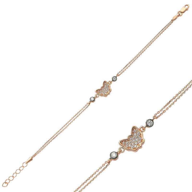 Rose Gold Plated Butterfly Women's Silver Bracelet