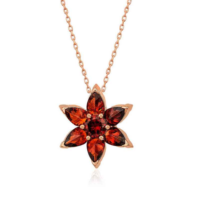 Red Flower Rose Plated Silver Pendant