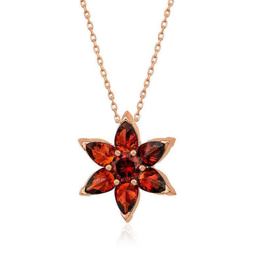 Red Flower Rose Plated Silver Pendant