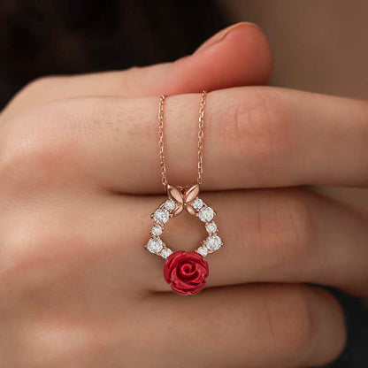 Red Rose Women's Rose Plated Silver Necklace