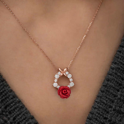 Red Rose Women's Rose Plated Silver Necklace
