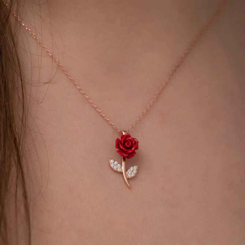 Red Rose Plated Silver Pendant