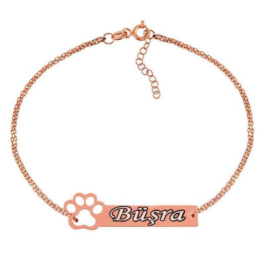 Rose Plated Personalized Name Women's Silver Bracelet