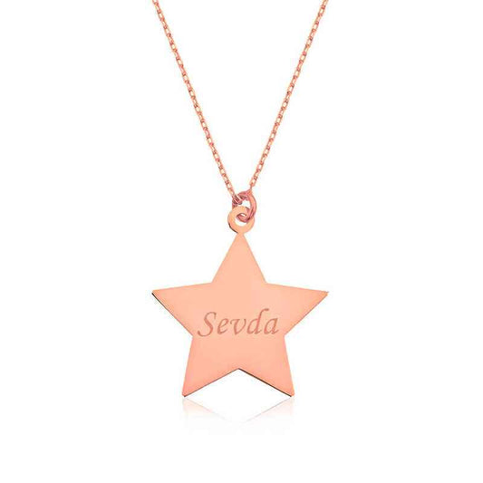Personalized Star Name Rose Plated Silver Necklace