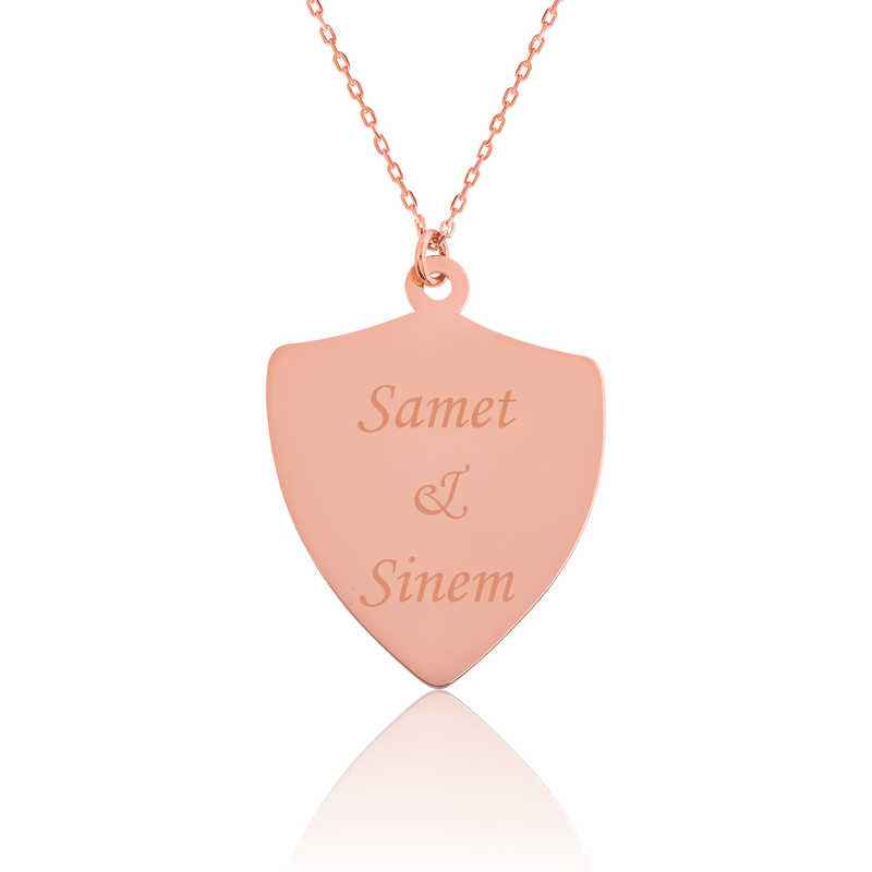 Rose Plated Personalized Name Armor Plate Silver Necklace