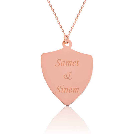 Rose Plated Personalized Name Armor Plate Silver Necklace