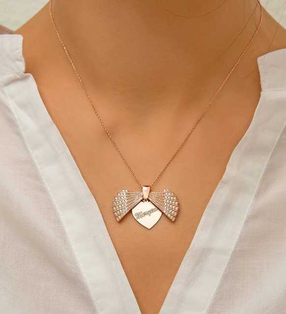 Collier en argent plaqué rose personnalisé pour femme avec huître