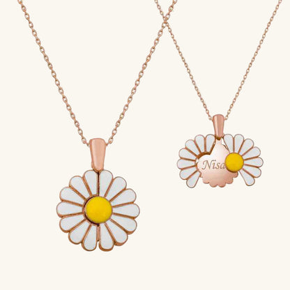Rose Plated Personalized Daisy Silver Pendant