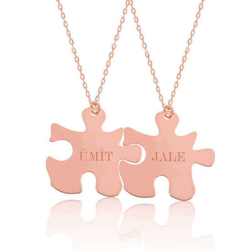 Rose Plated Personalized Puzzle Name Silver Necklace