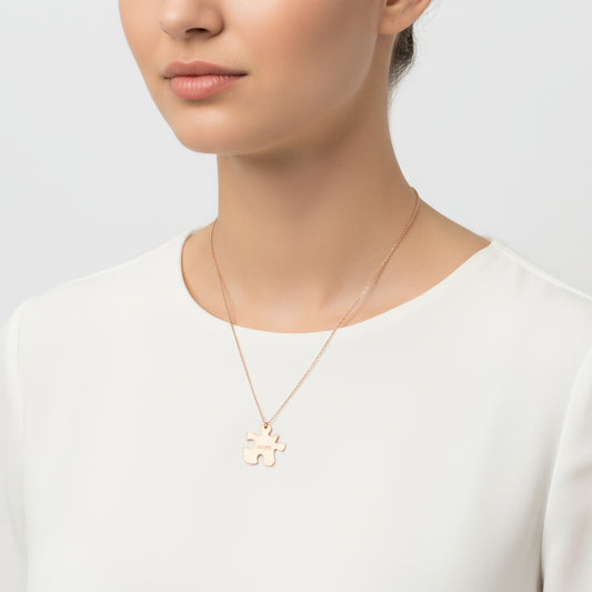 Rose Plated Personalized Puzzle Name Silver Necklace