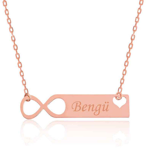 Rose Plated Personalized Infinity Name Silver Necklace