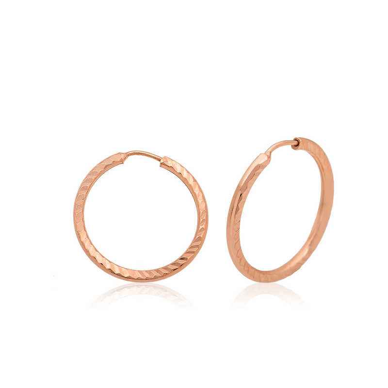 Rose Plated Small Twisted Hoop Silver Earrings