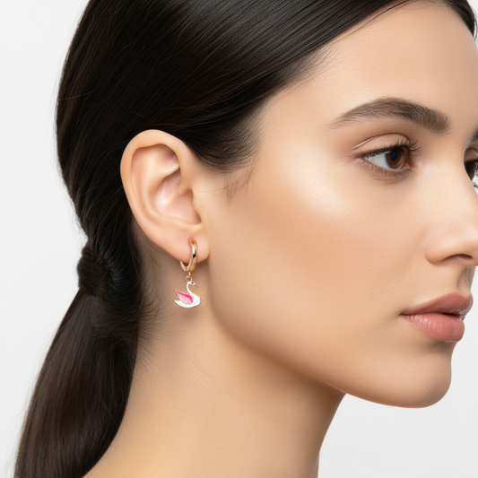 Boucles d'oreilles pendantes en argent plaqué rose pour femme