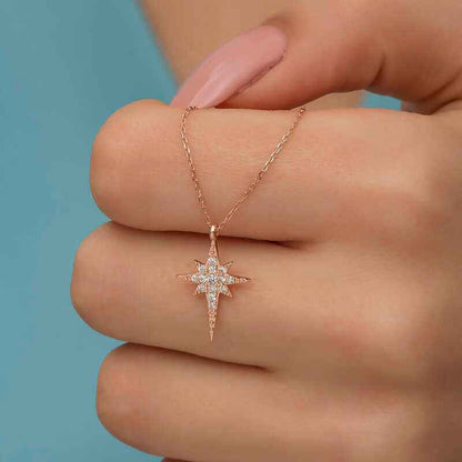Rose Plated North Star Women's Silver Necklace