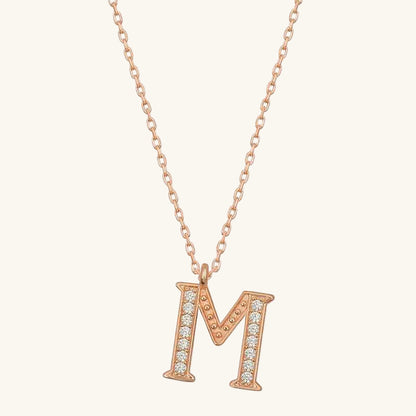 Rose Plated M Letter Women's Silver Necklace