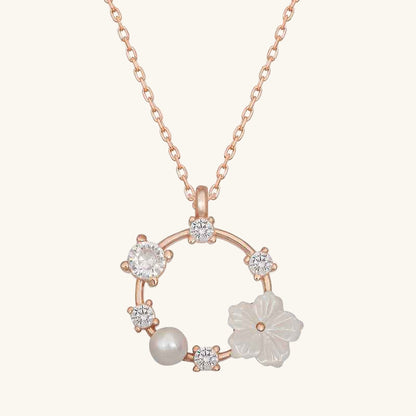 Rose Plated Magnolia Flower Women's Silver Necklace