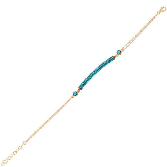 Blue Stone Waterway Rose Gold Plated Silver Women's Bracelet