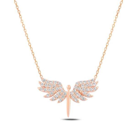 Rose Plated Archangel Michael Women's Silver Necklace