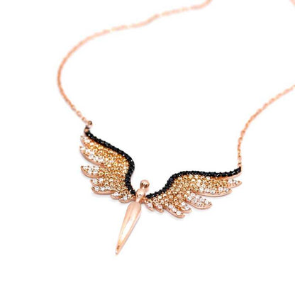 Rose Gold Plated Archangel Michael Women's Silver Necklace