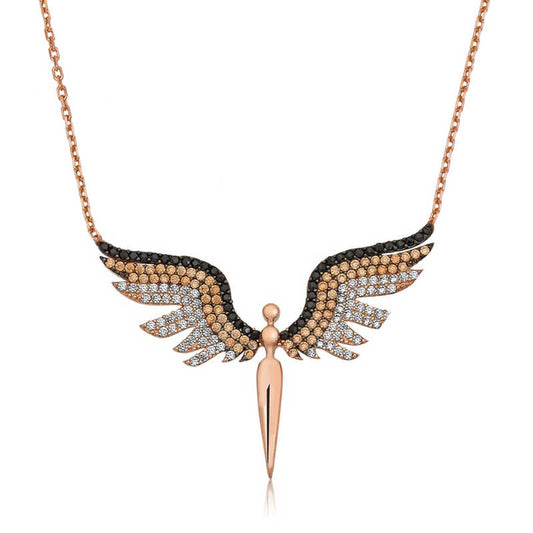 Rose Gold Plated Archangel Michael Women's Silver Necklace