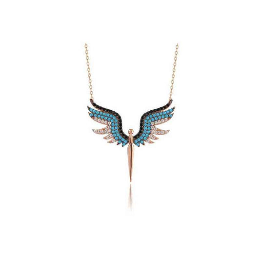 Rose Gold Plated Archangel Michael Women's Silver Necklace