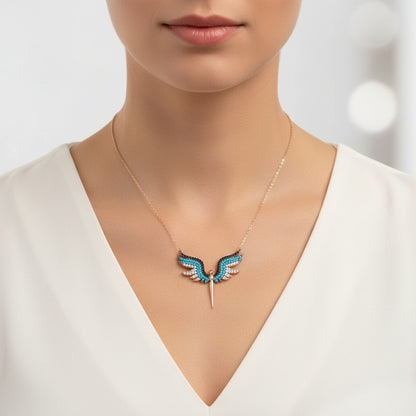 Rose Gold Plated Archangel Michael Women's Silver Necklace