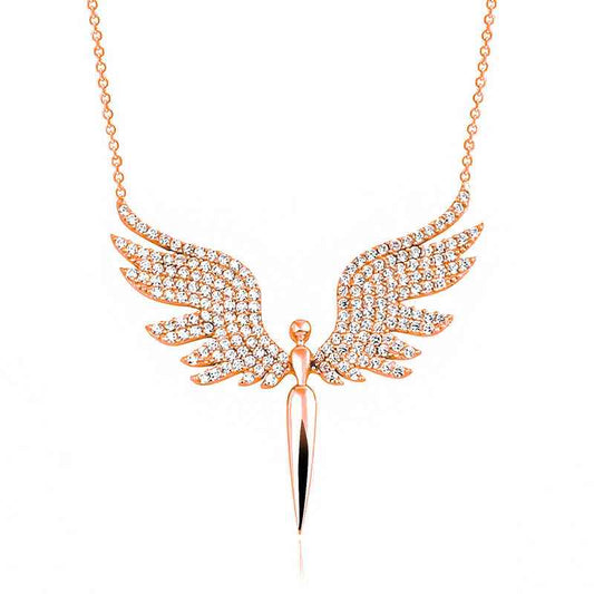 Rose Plated Archangel Michael Women's Silver Pendant