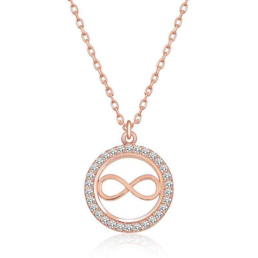 Rose Plated Tiny Infinity Women's Silver Necklace