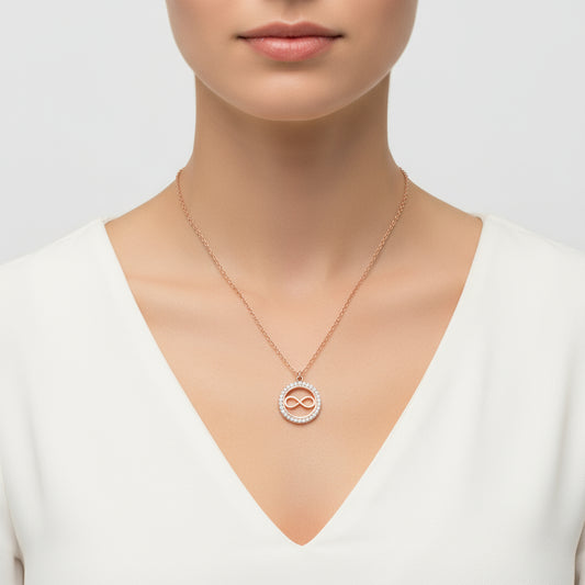 Rosévergoldete Tiny Infinity Damen-Silberkette