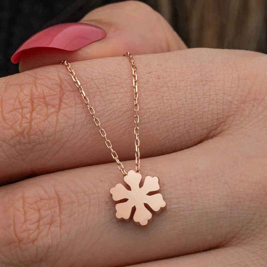 Minimal Snowflake Rose Plated Women's Silver Necklace