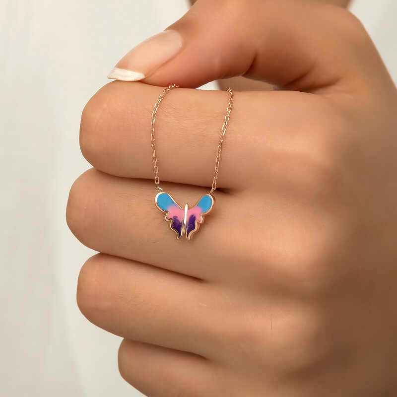 Minimal Butterfly Women's Rose Plated Silver Necklace