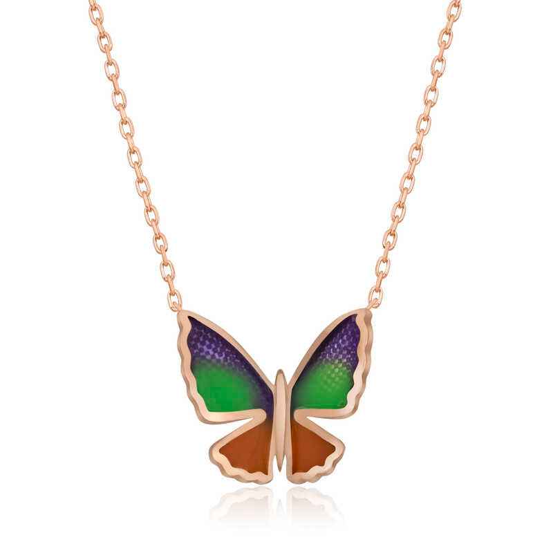 Minimal Butterfly Women's Rose Plated Silver Necklace