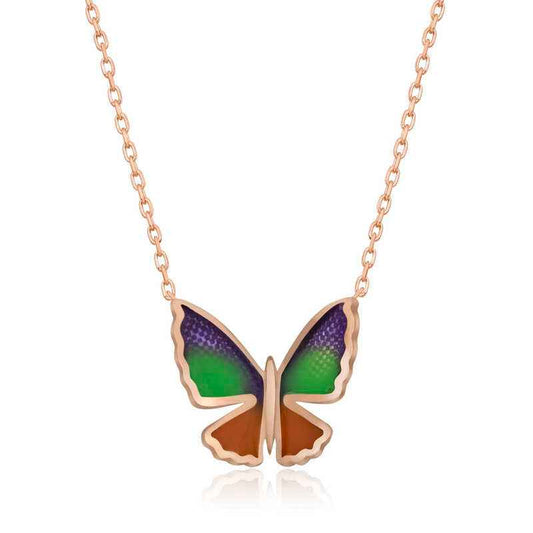 Minimal Butterfly Women's Rose Plated Silver Necklace