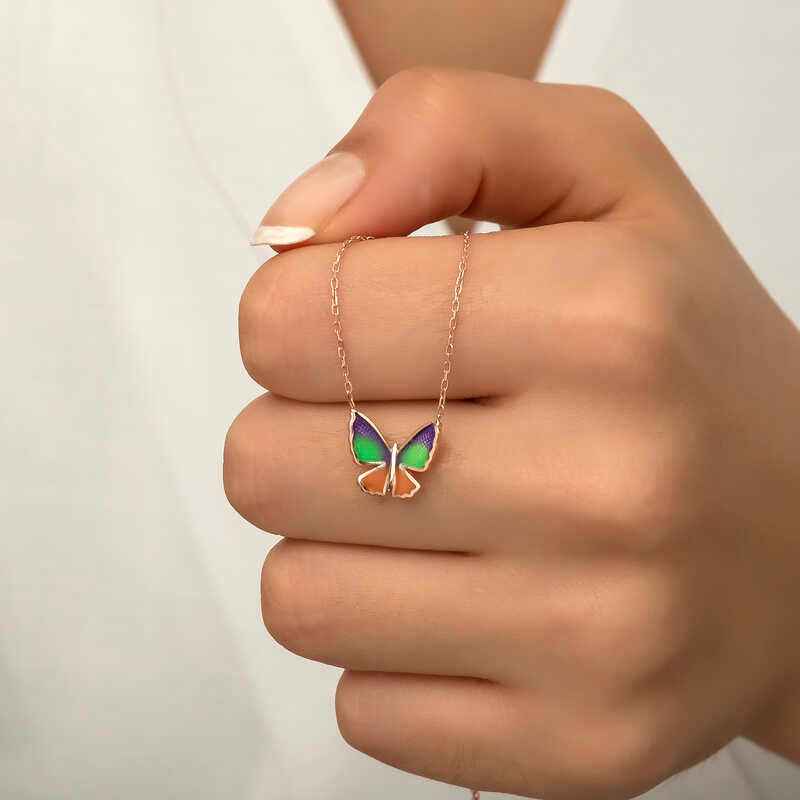 Minimal Butterfly Women's Rose Plated Silver Necklace