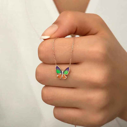 Minimal Butterfly Women's Rose Plated Silver Necklace