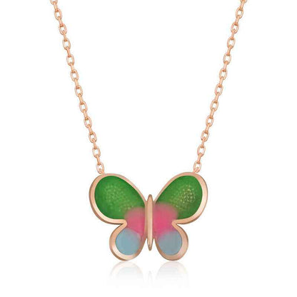 Minimal Butterfly Women's Rose Plated Silver Necklace