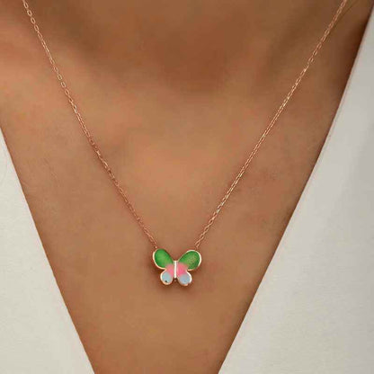 Minimal Butterfly Women's Rose Plated Silver Necklace