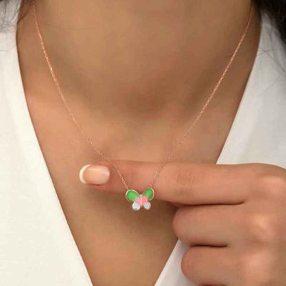 Minimal Butterfly Women's Rose Plated Silver Necklace