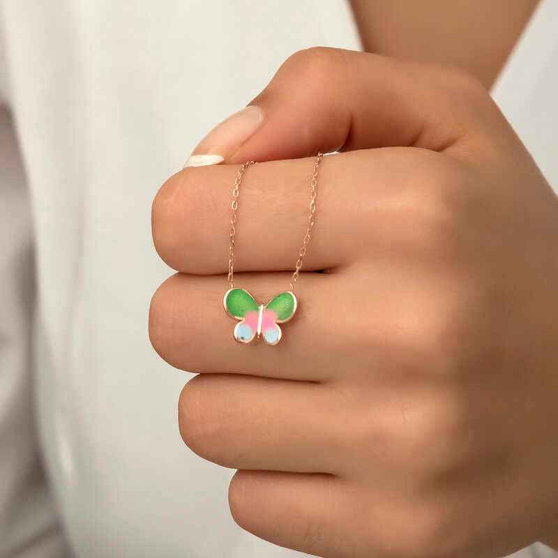 Minimal Butterfly Women's Rose Plated Silver Necklace